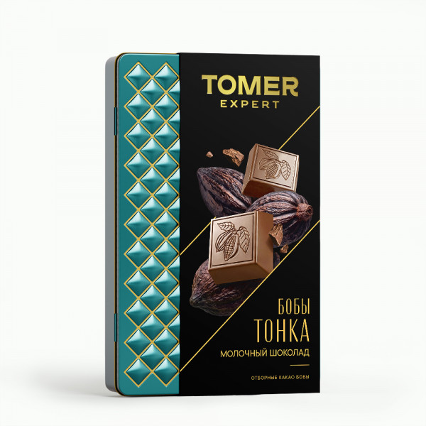 №1 Фабрика Томер металлический бокс Молочный шоколад БОБЫ ТОНКА , 90г в Бердске