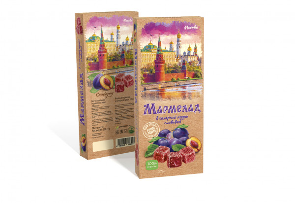 №2 Сладарт Мармелад Сливовый МОСКВА в сахарной пудре (642), 200г   в Бердске