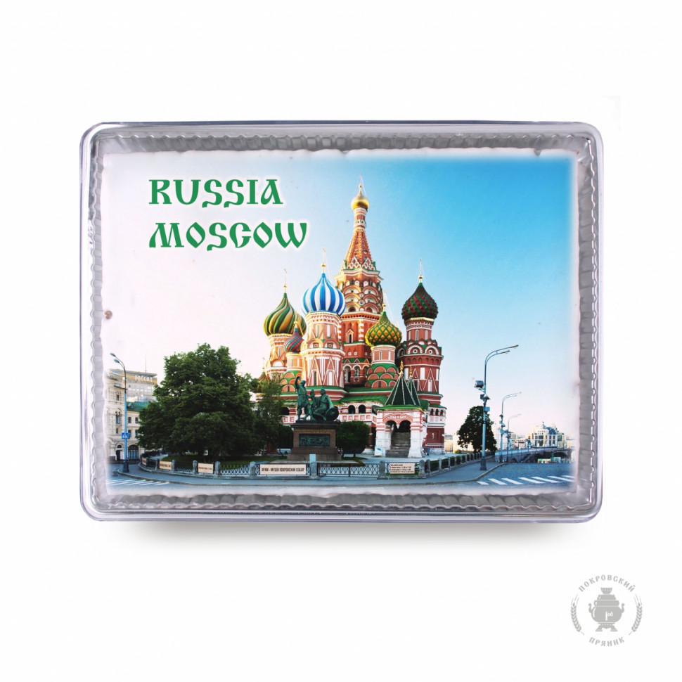  Пряник 600г RUSSIA MOSCOW с фотопечатью (в подарочной пластиковой упаковке)  в Бердске