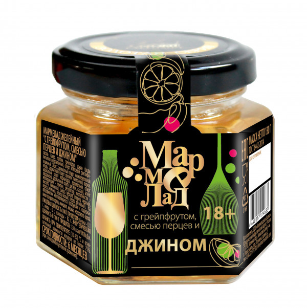 №2 Мармелад в банке "С грейпфрутом, смесью перцев и джином" 130г (18+)  в Бердске